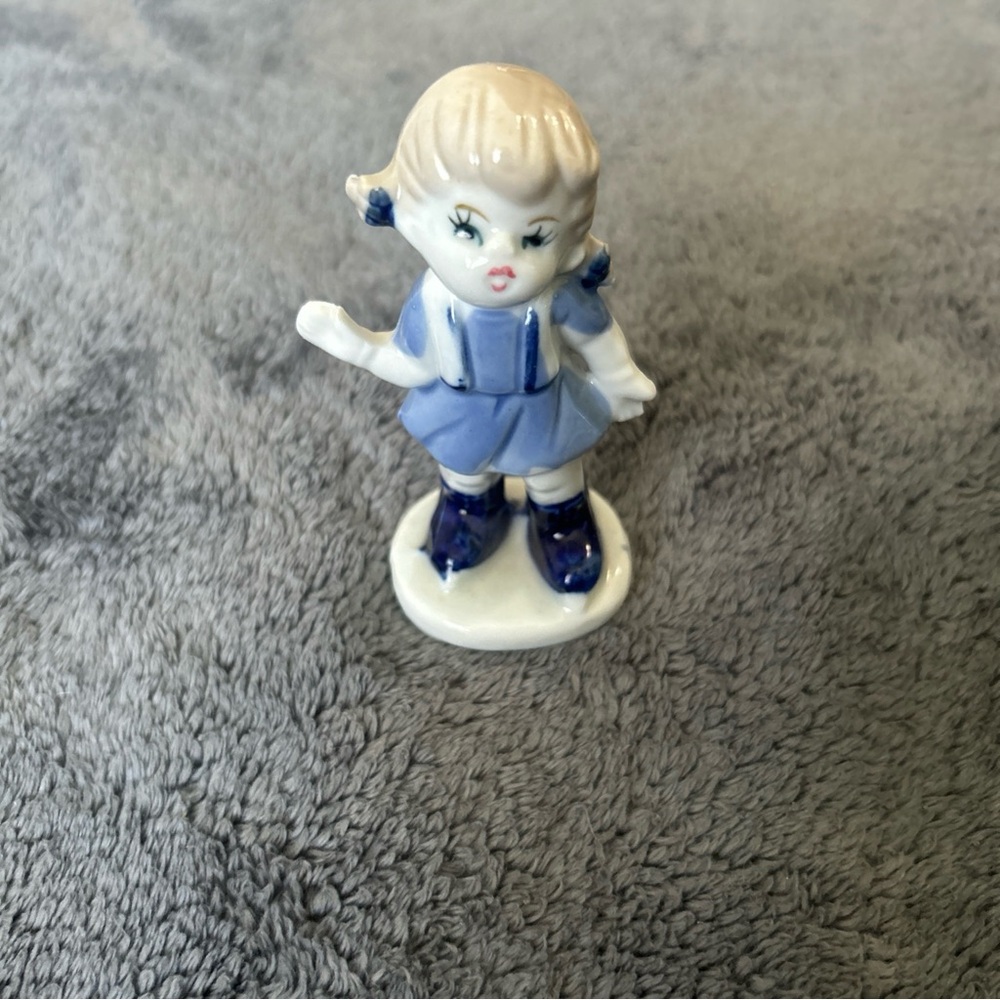 Porcelain Figurine in Blue Dress